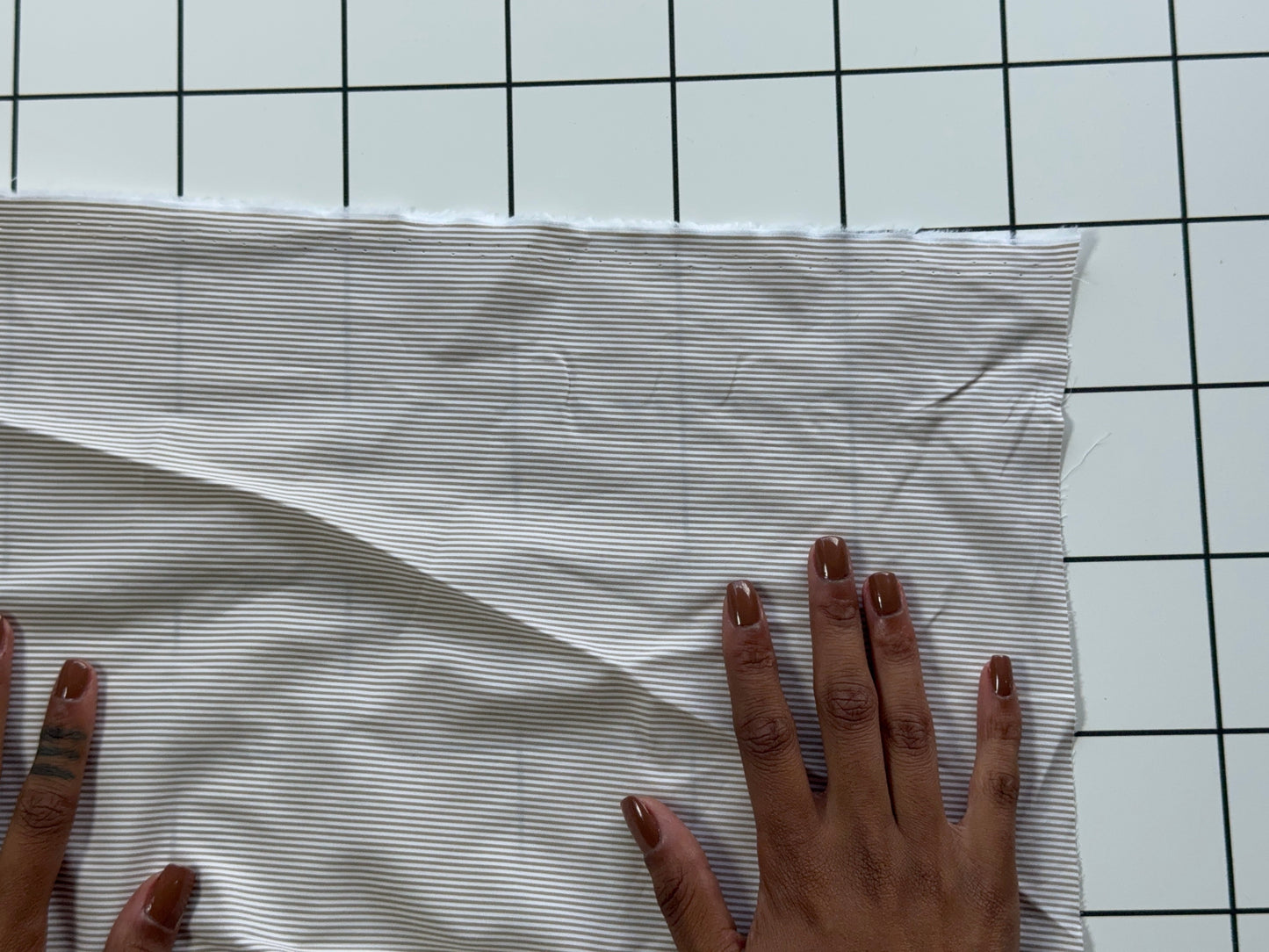 Brown and White Pinstripe Cotton Fabric