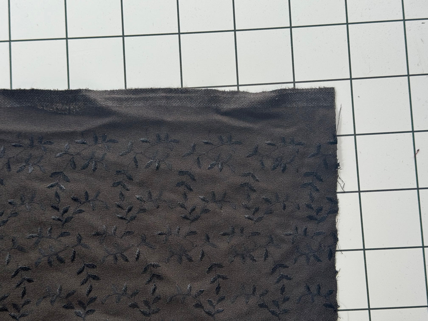 Brown Embroidered Leaf Fabric