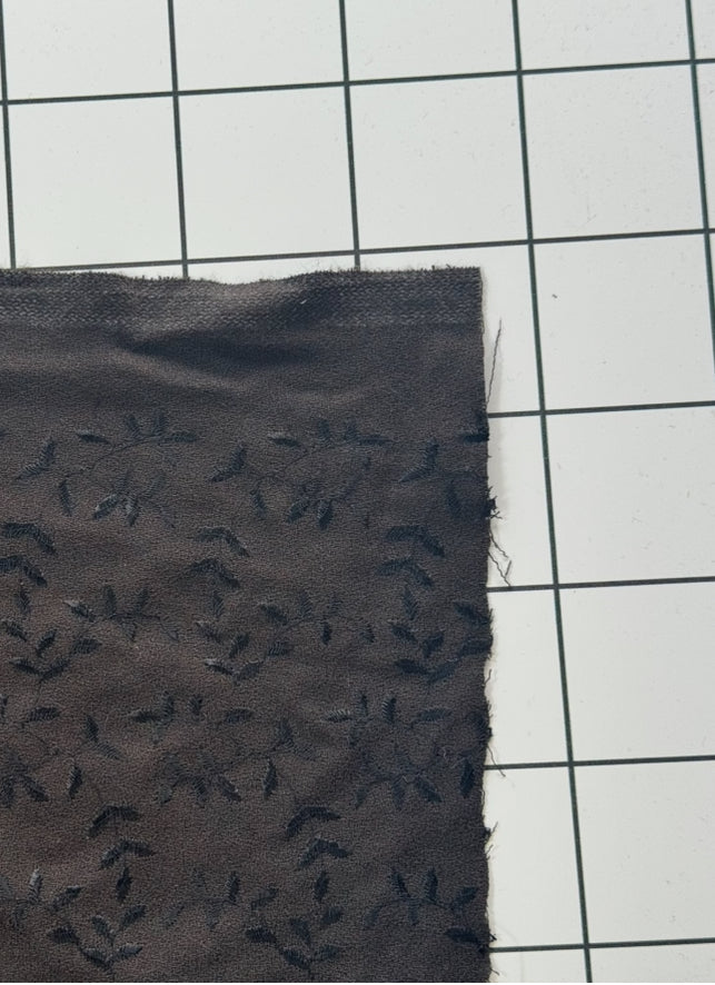 Brown Embroidered Leaf Fabric