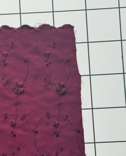 Burgundy Floral Embroidered Fabric