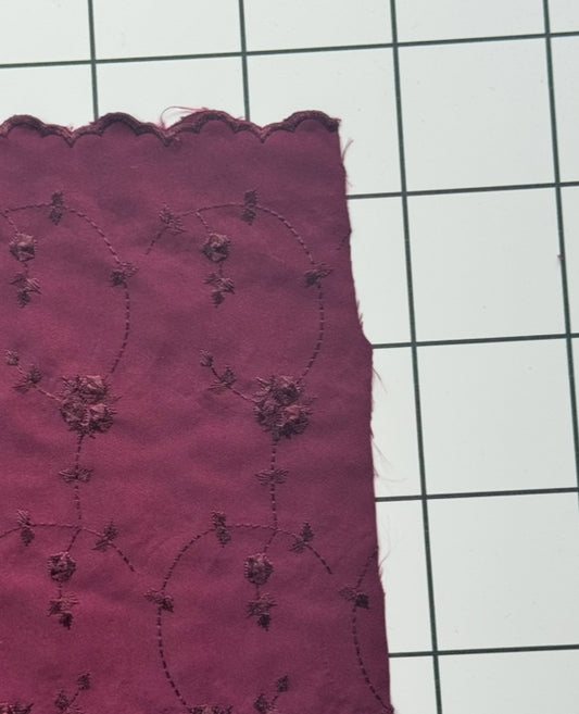 Burgundy Floral Embroidered Fabric