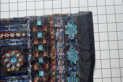 Multicolor Embroidered Mesh Fabric