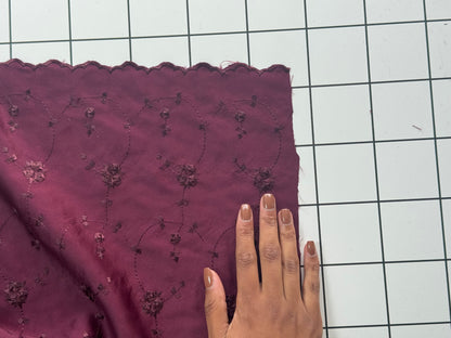 Burgundy Floral Embroidered Fabric