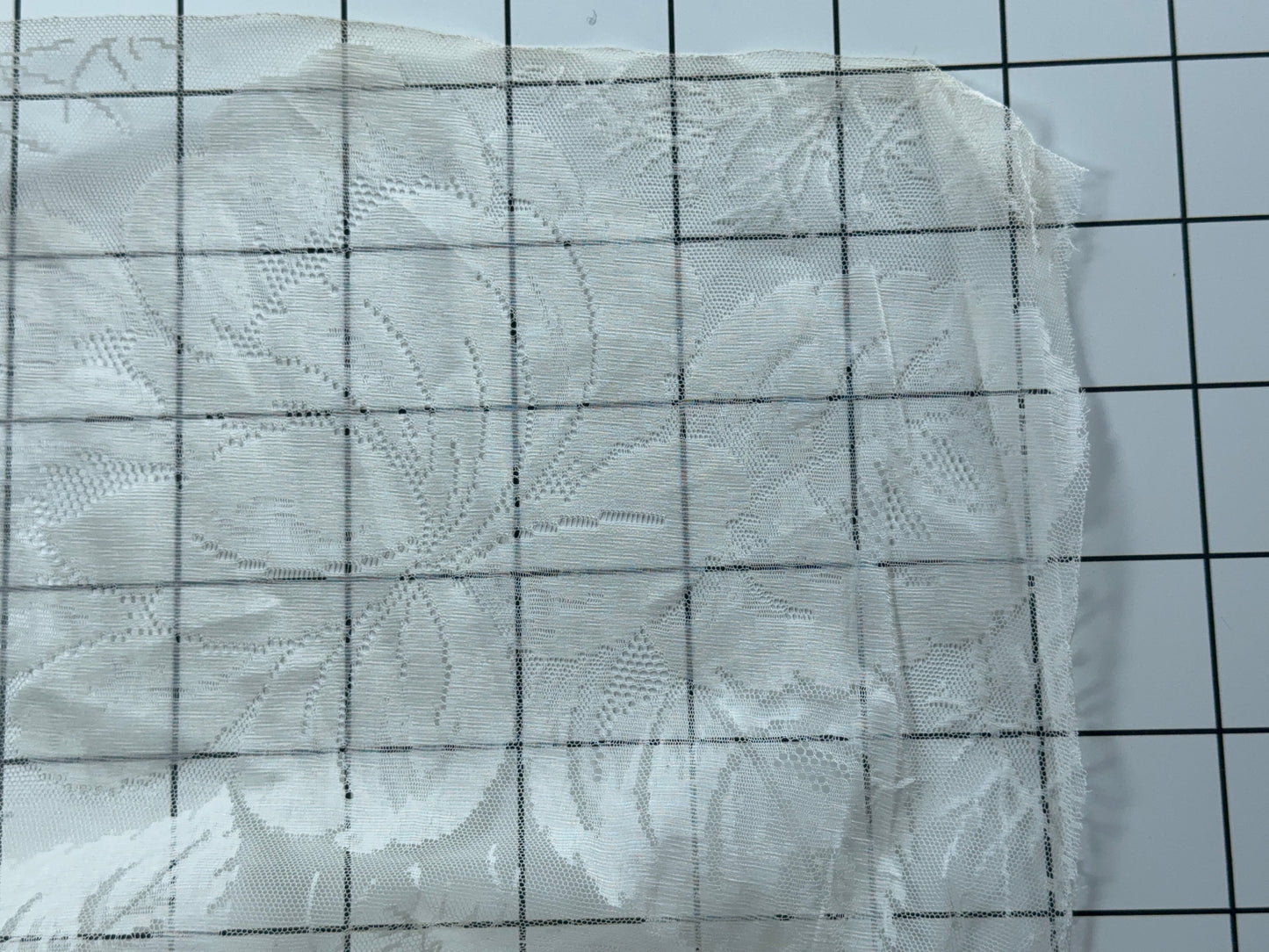 Ivory Floral Jacquard Lace Net Fabric