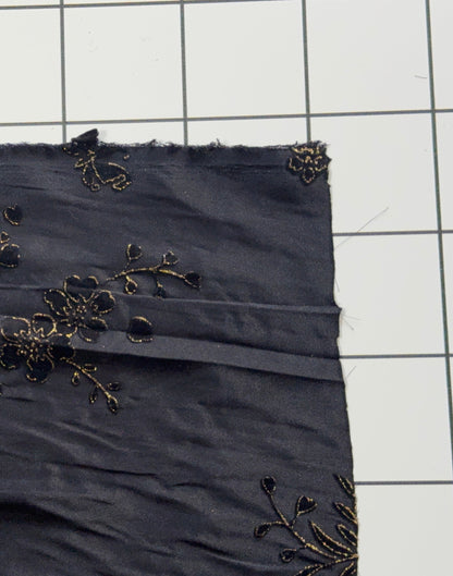 Black Burnout Satin Floral Fabric