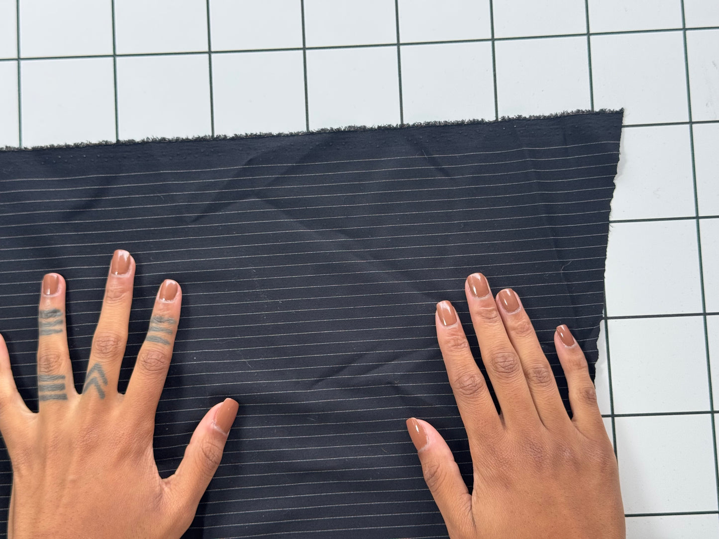 Black Pinstripe Suiting Fabric