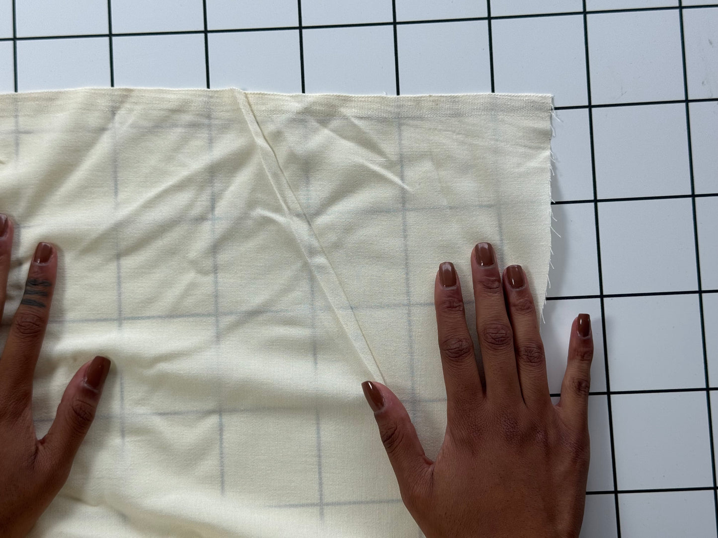 Cream Linen Blend Fabric