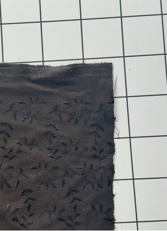 Brown Embroidered Leaf Fabric